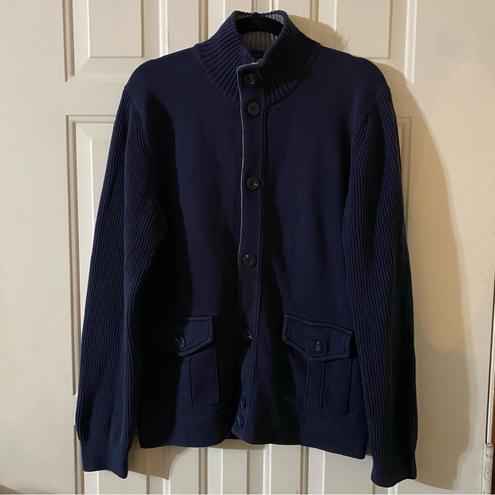 Canterbury of New Zealand Rugby Navy Cardigan Sweater Men's Size Large Cotton